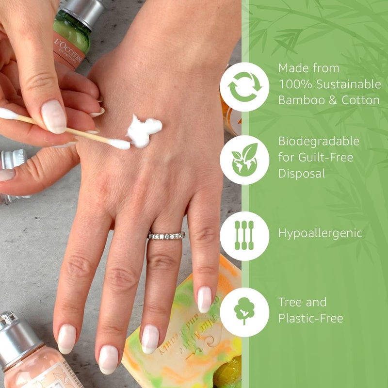 ibambo Jenvita 100% Bamboo Ear Swabs Cotton (500-Pack) | Biodegradable Double Tipped Bamboo Ear Cleaner | Eco Friendly Beauty & Personal Care | FSC Certified & Hypoallergenic | Suitable for All Ages & Pets - Image 2